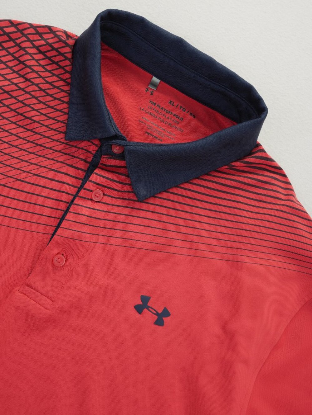 Under Armour Polo Shirt Mens XL Red‎ The Playoff Polo HeatGear Golf UPF 40 Geo